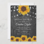 Landschappelijke zonnebloem slingerlampjes grijze  kaart (Voorkant)