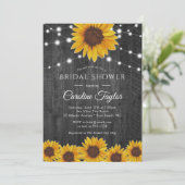 Landschappelijke zonnebloem slingerlampjes grijze  kaart (Staand voorkant)