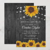 Landschappelijke zonnebloem slingerlampjes grijze  kaart (Voorkant / Achterkant)