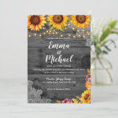 Landschappelijke zonnebloem slingerlichten trouw u kaart (Staand voorkant)