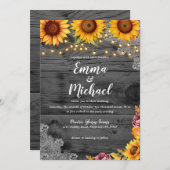 Landschappelijke zonnebloem slingerlichten trouw u kaart (Voorkant / Achterkant)