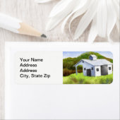 Landschappen boerderij met zonder silo. etiket (Insitu)