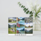 Landschappen en de tekst: "Noorwegen" in collage Briefkaart (Staand voorkant)