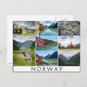 Landschappen en de tekst: "Noorwegen" in collage Briefkaart (Voorkant / Achterkant)