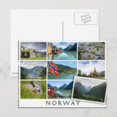 Landschappen en de tekst: "Noorwegen" in collage Briefkaart (Voorkant / Achterkant)