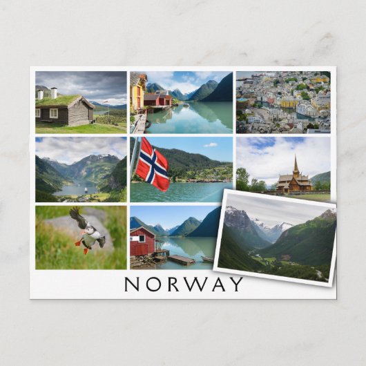 Landschappen en de tekst: "Noorwegen" in collage Briefkaart (Voorkant)