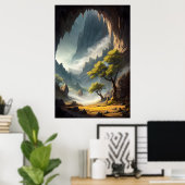 Landschappen en een grote grot poster (Thuiskantoor)