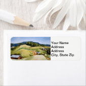 Landschappen en schilderachtig landwegen schuren. etiket (Insitu)