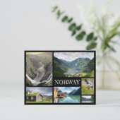 Landschappen met Geiranger in Noorse zwarte collag Briefkaart (Staand voorkant)