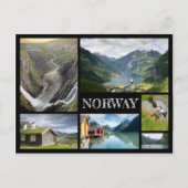 Landschappen met Geiranger in Noorse zwarte collag Briefkaart (Voorkant)