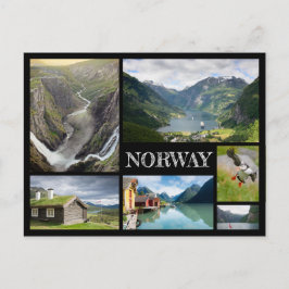 Landschappen met Geiranger in Noorse zwarte collag Briefkaart