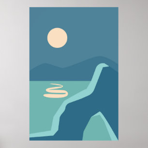 Landschappen met zonsopgang en zonsondergang poster