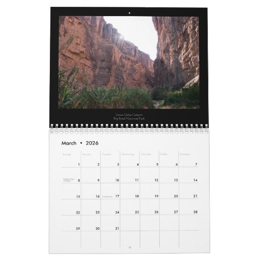 Landschappen van Texas Kalender (Mar 2026)