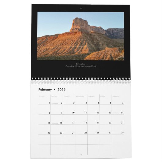 Landschappen van Texas Kalender (Feb 2026)