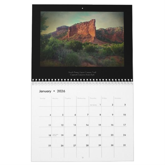 Landschappen van Texas Kalender (Jan 2026)