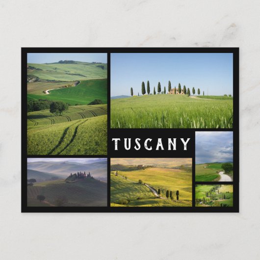 Landschappen van Toscane, zwarte lijst collage Briefkaart (Voorkant)