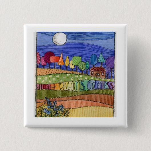 Landschaps knop vierkante button 5,1 cm (Voorkant)