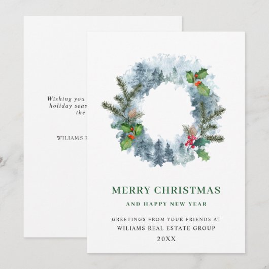 Landschaps Krans Vakantie Zakelijke Groet Feestdagenkaart (Voorkant / Achterkant)