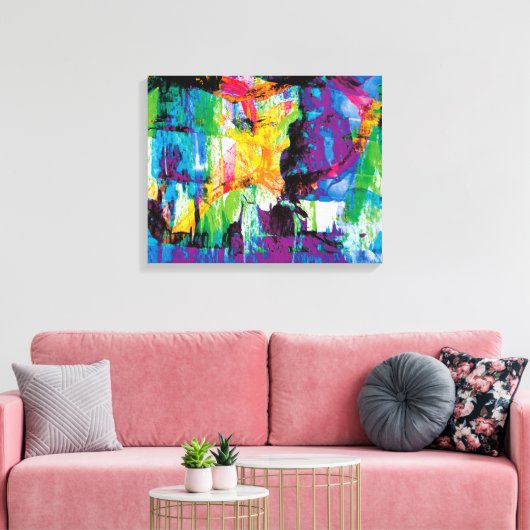 Landschapsabstracte Schildering Levendig Paars Gee Canvas Afdruk (Insitu (Woonkamer))