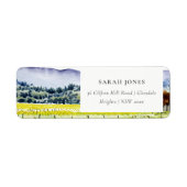 Landschapsadres Napa Valley Waterverf Vineyard Etiket (Voorkant)