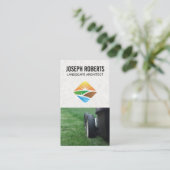 Landschapsarchitect Logo | grasmaaier | tuinieren Visitekaartje (Staand voorkant)