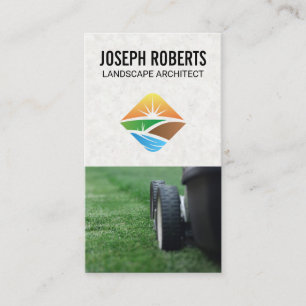 Landschapsarchitect Logo   Grasmaaier   Tuinieren Visitekaartje