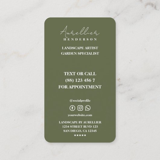 Landschapsarchitect Tuinspecialist Groen Visitekaartje (Achterkant)