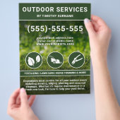 Landschapsarchitecten bieden groen gazon en pictog flyer (Hand)