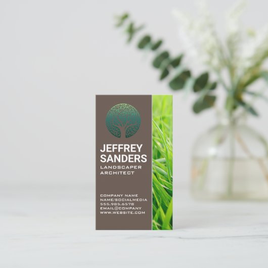 Landschapsarchitectuur Boom Icoon | Groen Gras Visitekaartje (Staand voorkant)