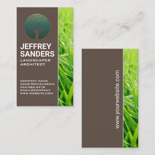 Landschapsarchitectuur Boom Icoon | Groen Gras Visitekaartje (Voorkant / Achterkant)