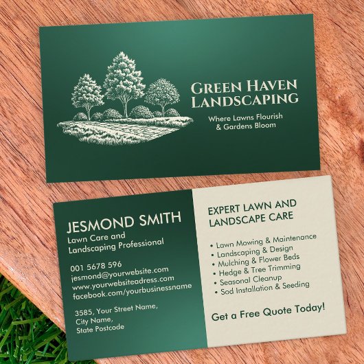 Landschapsarchitectuur en gazon onderhoudsdiensten visitekaartje