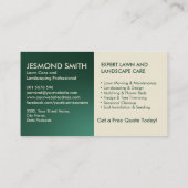 Landschapsarchitectuur en gazon onderhoudsservices visitekaartje (Achterkant)