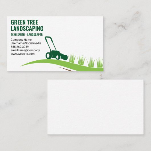 Landschapsarchitectuur | Grasmaaier snijdt gras Visitekaartje (Voorkant / Achterkant)