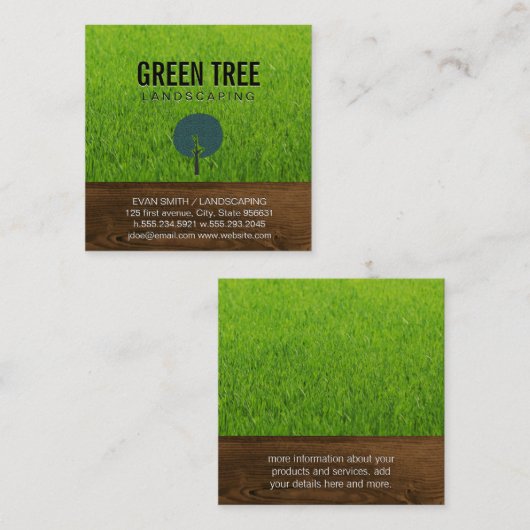 Landschapsarchitectuur | Houtnerf | Gras Natuurlij Vierkante Visitekaartje (Voorkant / Achterkant)