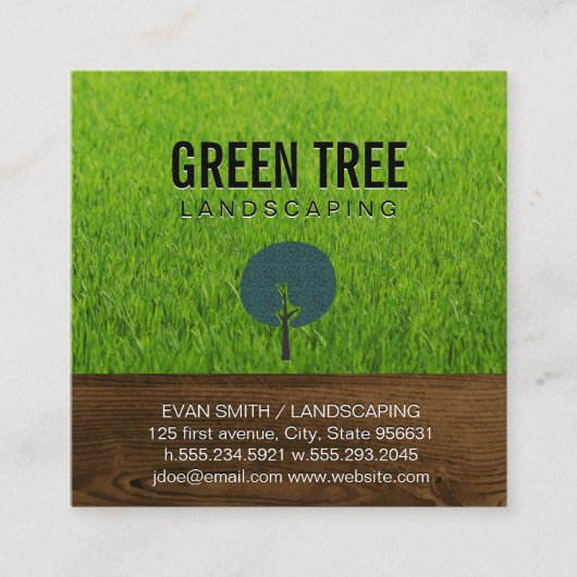 Landschapsarchitectuur | Houtnerf | Gras Natuurlij Vierkante Visitekaartje (Voorkant)