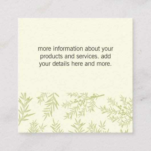 landschapsarchitectuur | Juniper Branches Vierkante Visitekaartje (Achterkant)