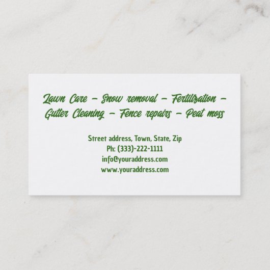 Landschapsarchitectuur Lawn Care Tuinman Nieuw ont Visitekaartje (Achterkant)
