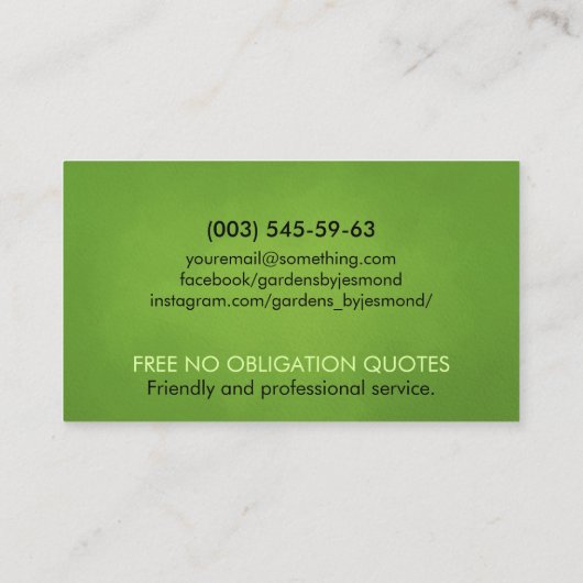 Landschapsarchitectuur Tuinieren Diensten Waterver Visitekaartje (Achterkant)