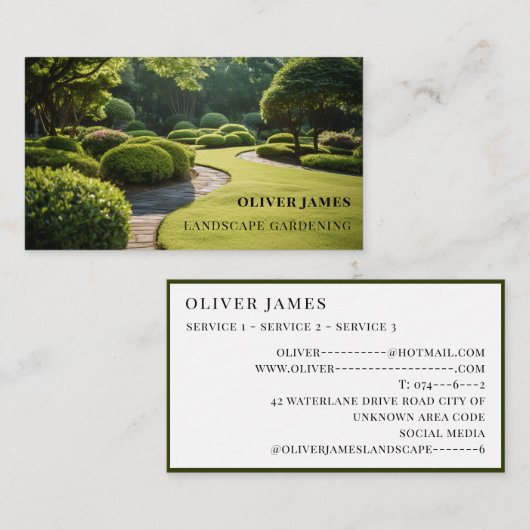 Landschapsarchitectuur Tuinieren en Lawn Care Serv Visitekaartje (Voorkant / Achterkant)