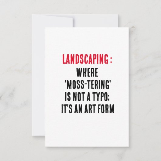 Landschapsarchitectuur Waar 'moss-tering' geen typ Bedankkaart (Voorkant)