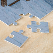 Landschapsbeeld Rorbu Lofoten Bergen Noorwegen Legpuzzel (Zijkant)