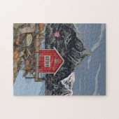 Landschapsbeeld Rorbu Lofoten Bergen Noorwegen Legpuzzel (Horizontaal)