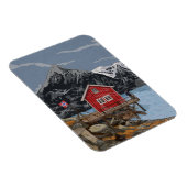 Landschapsbeeld Rorbu Lofoten Bergen Noorwegen Magneet (Rechterzijde)