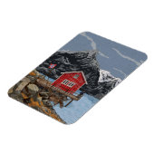 Landschapsbeeld Rorbu Lofoten Bergen Noorwegen Magneet (Linkerzijde)