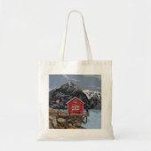 Landschapsbeeld Rorbu Lofoten Bergen Noorwegen Tote Bag (Voorkant)