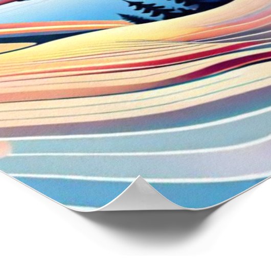 Landschapsbergen Abstracte zonsopgang Poster (Hoek)