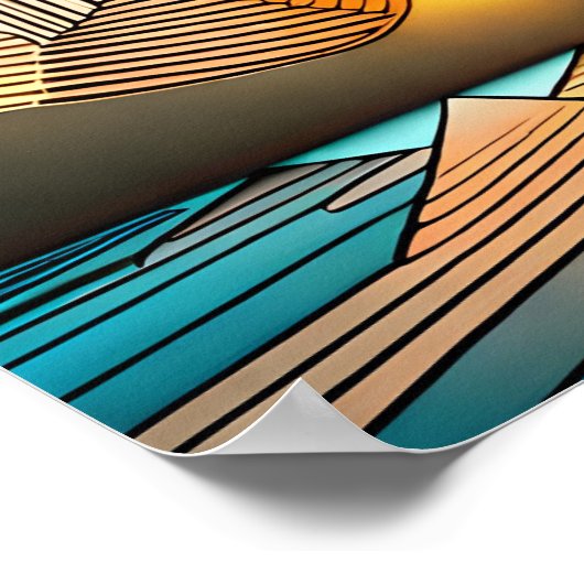 Landschapsbergen Abstracte zonsopgang Poster (Hoek)