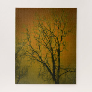 Landschapsboom Glass Art Photograph Sinaasappel Br Legpuzzel