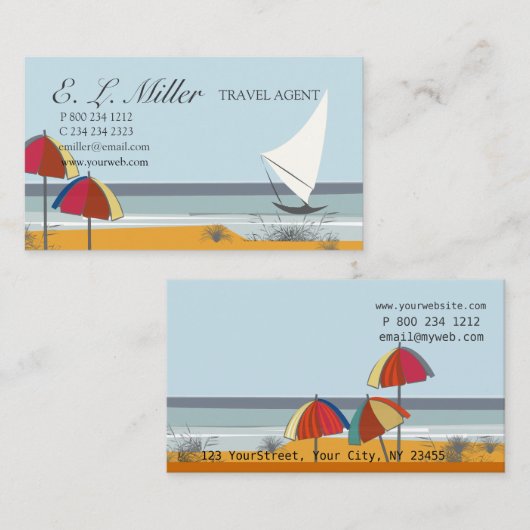 Landschapsboot Sailboat Vacking Travel Visitekaartje (Voorkant / Achterkant)