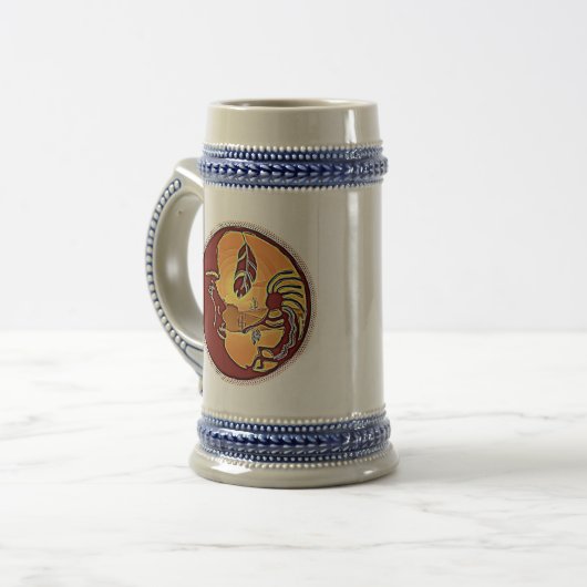 LandschapsButton - Kokopelli Moon Feather 1 Bierpul (Voorkant links)